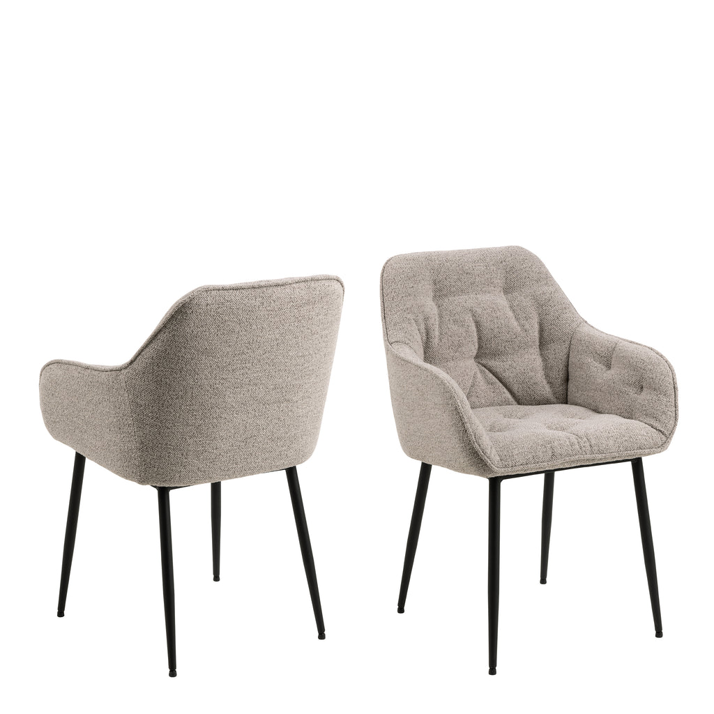 Bridget Dining Chair with Armrest in Monza Beige Set of 2