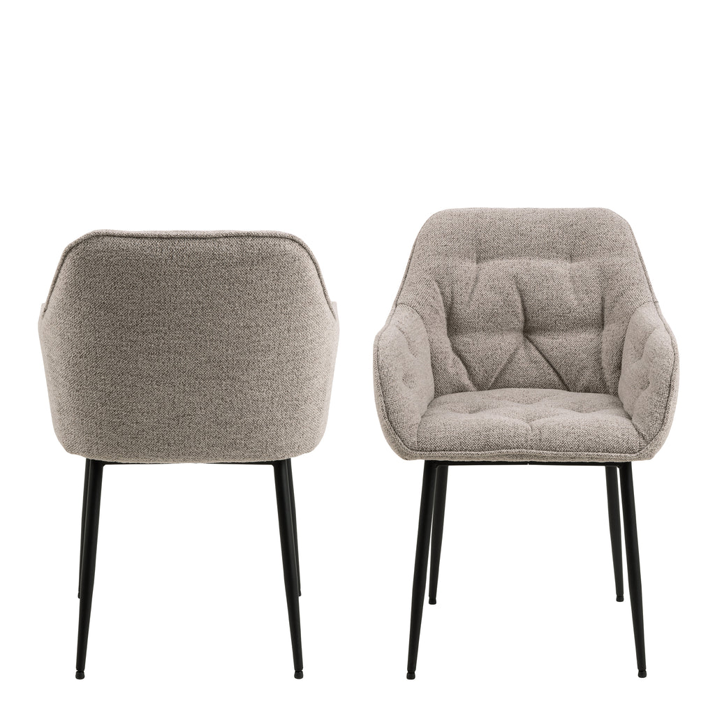 Bridget Dining Chair with Armrest in Monza Beige Set of 2