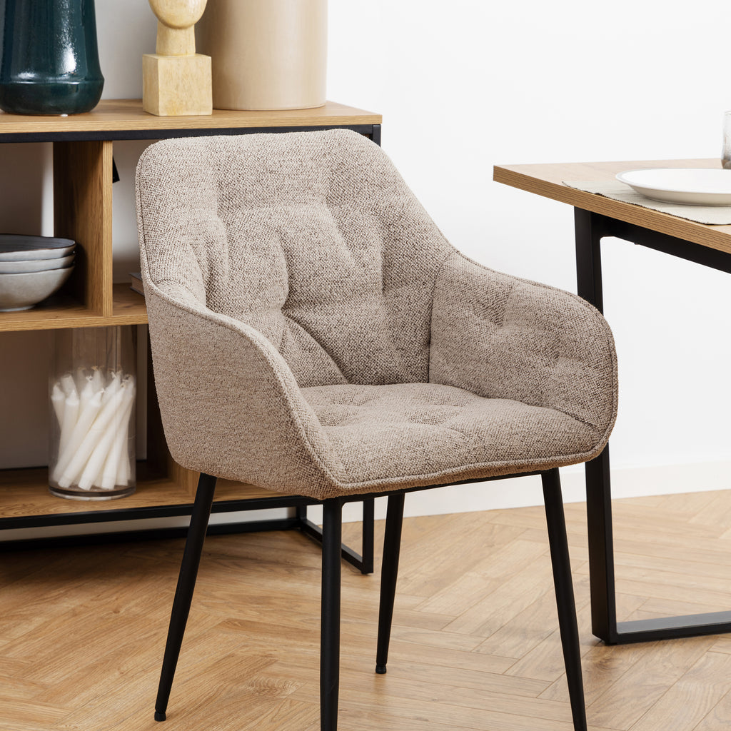 Bridget Dining Chair with Armrest in Monza Beige Set of 2