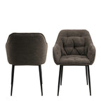 Bridget Dining Chair with Armrest in Taupe Set of 2