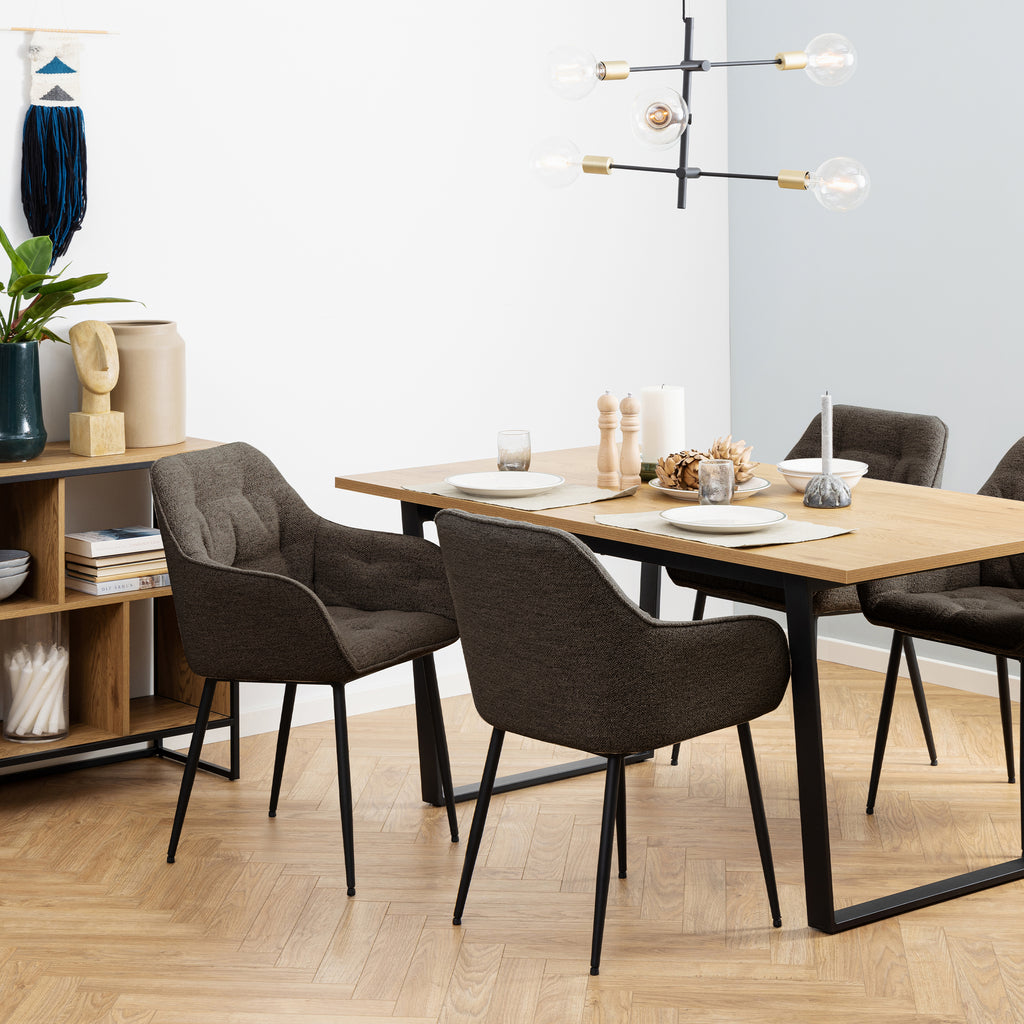 Bridget Dining Chair with Armrest in Taupe Set of 2