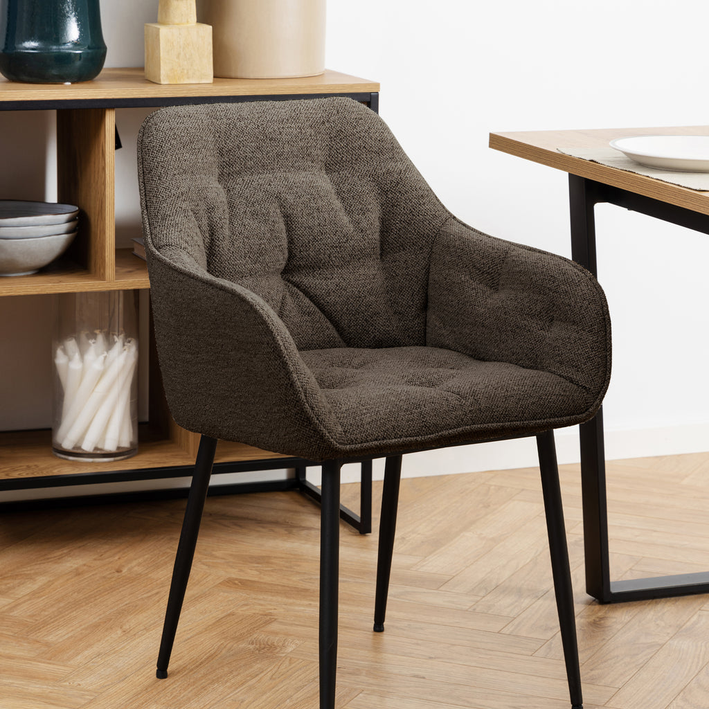 Bridget Dining Chair with Armrest in Taupe Set of 2
