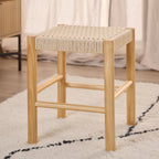 Ava Weaved Stool in Off White
