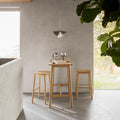 Barley Bar Table in Matt Oak Included 2 Barlow Bar Stool Without Back in Matt Oak