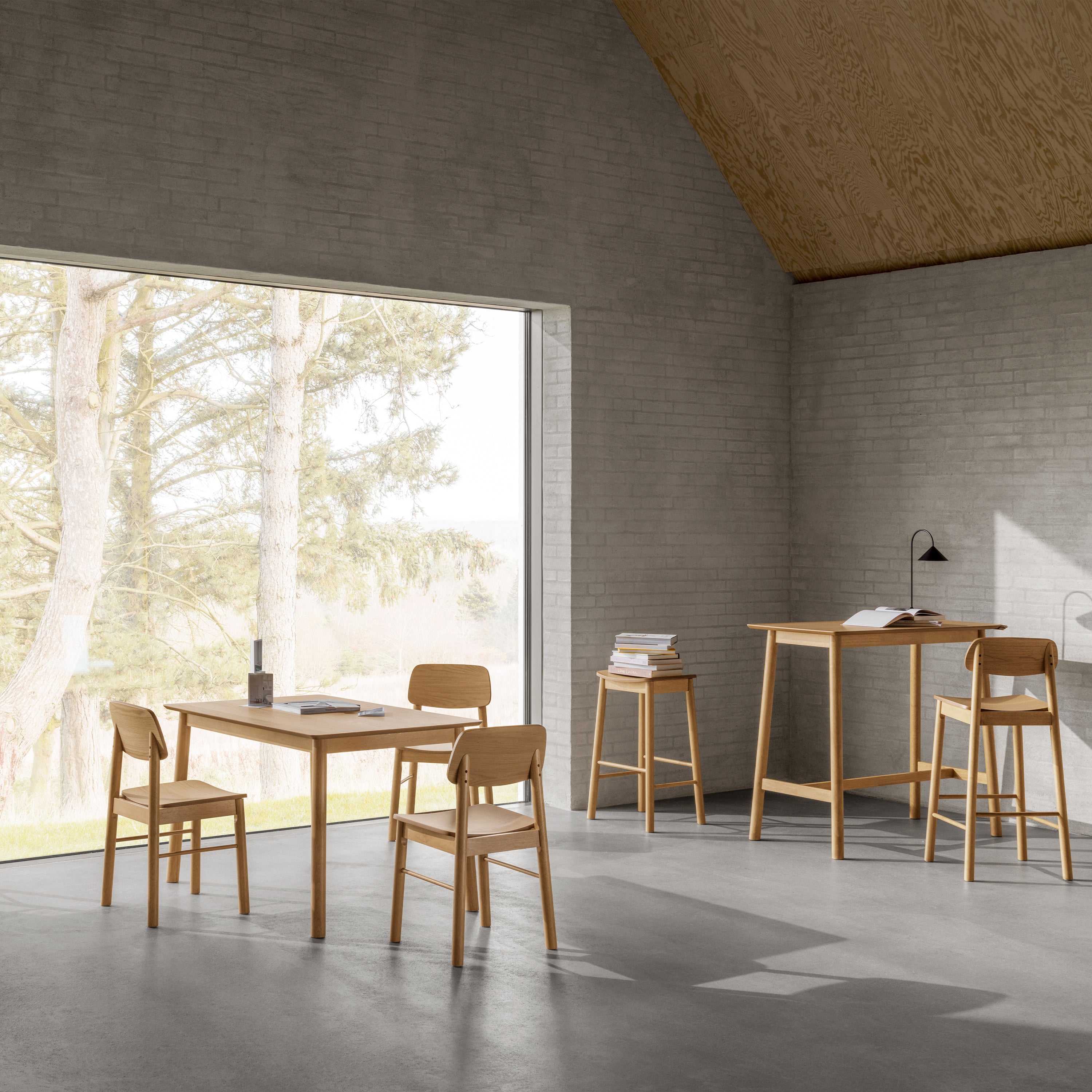 Barley Bar Stool in Matt Oak Set of 2