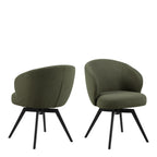 Marlene Dining Chair with Armrest and Swivel Function in Green