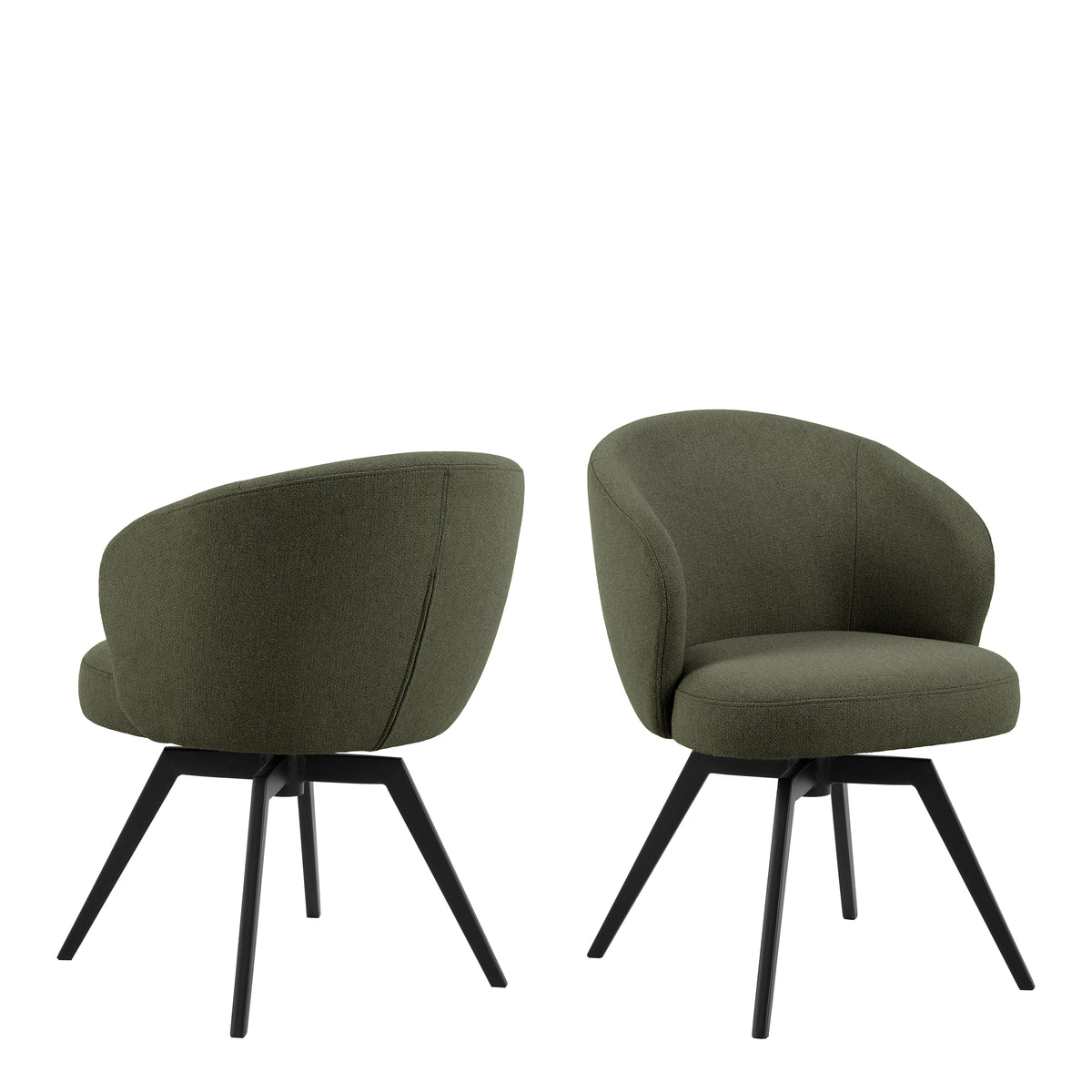 Marlene Dining Chair with Armrest and Swivel Function in Green