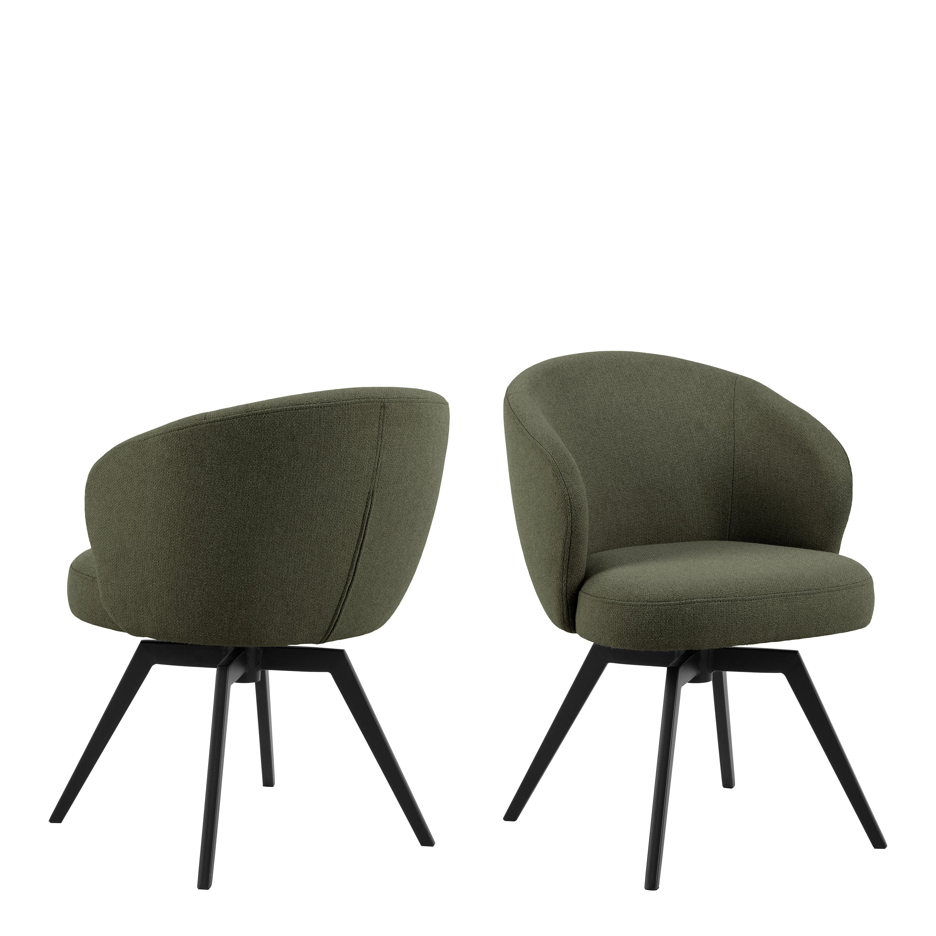 Marlene Dining Chair with Armrest and Swivel Function in Green