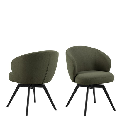 Marlene Dining Chair with Armrest and Swivel Function in Green
