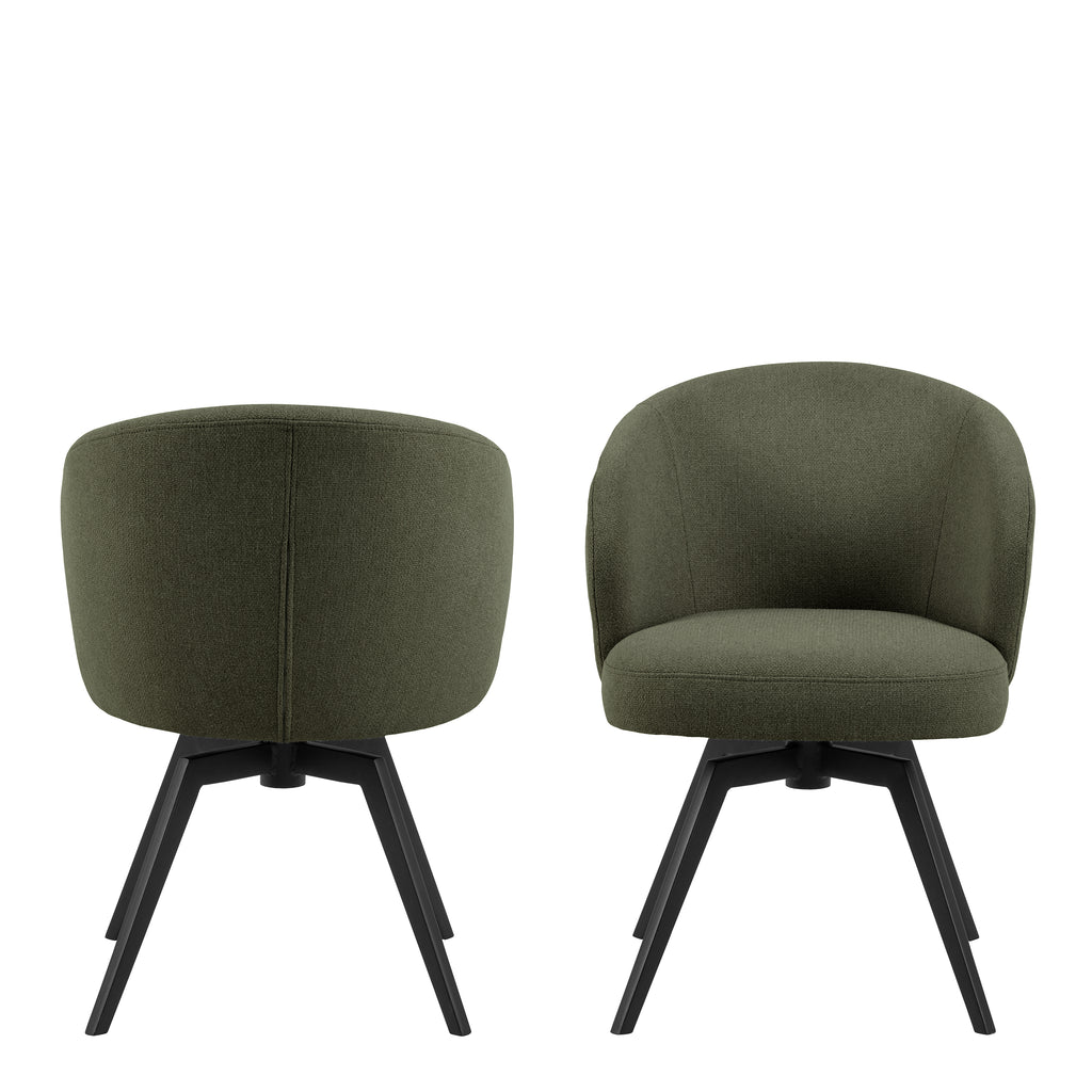 Marlene Dining Chair with Armrest and Swivel Function in Green