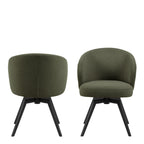 Marlene Dining Chair with Armrest and Swivel Function in Green