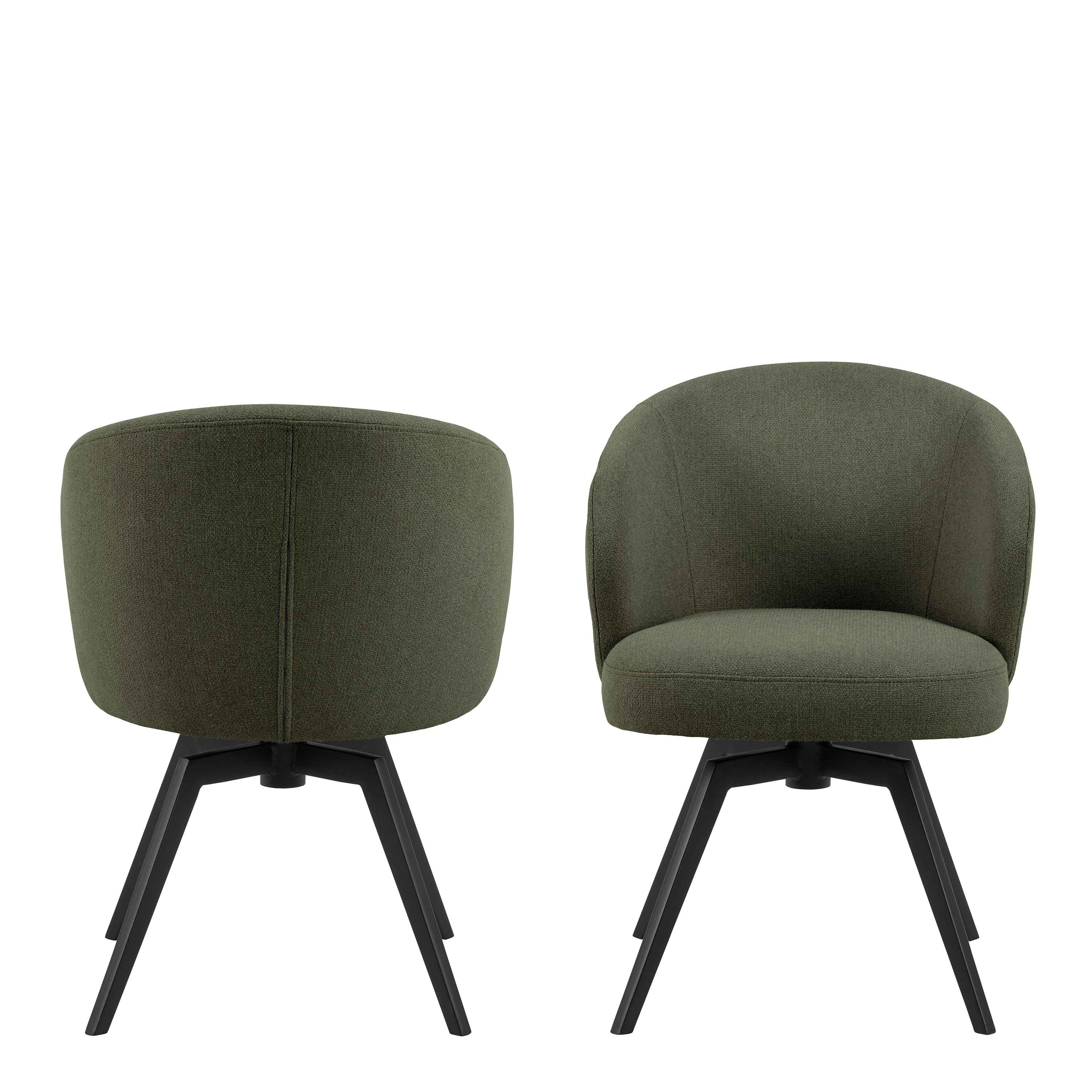 Marlene Dining Chair with Armrest and Swivel Function in Green