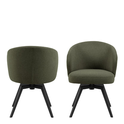 Marlene Dining Chair with Armrest and Swivel Function in Green