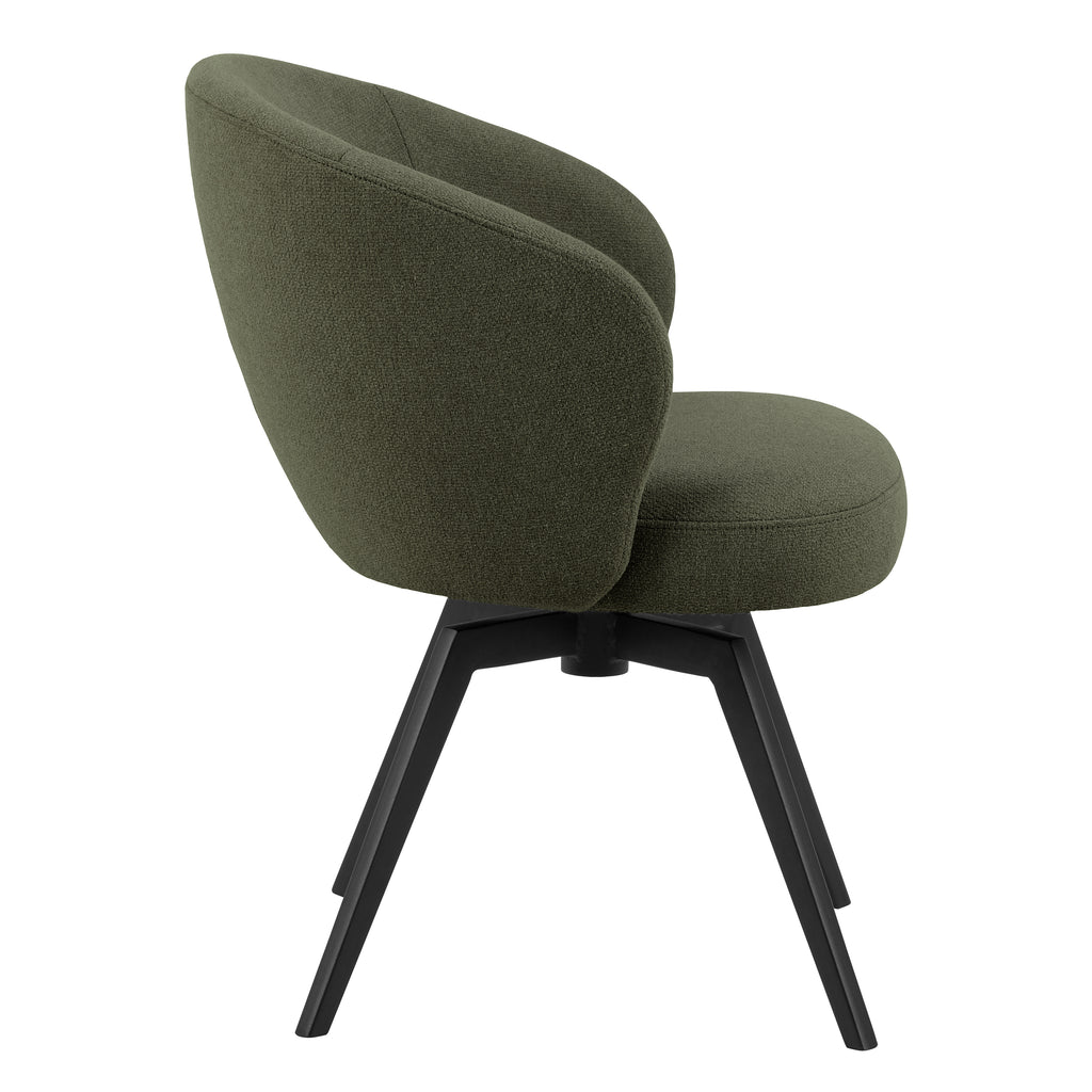 Marlene Dining Chair with Armrest and Swivel Function in Green