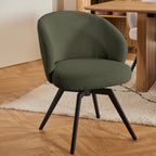 Marlene Dining Chair with Armrest and Swivel Function in Green