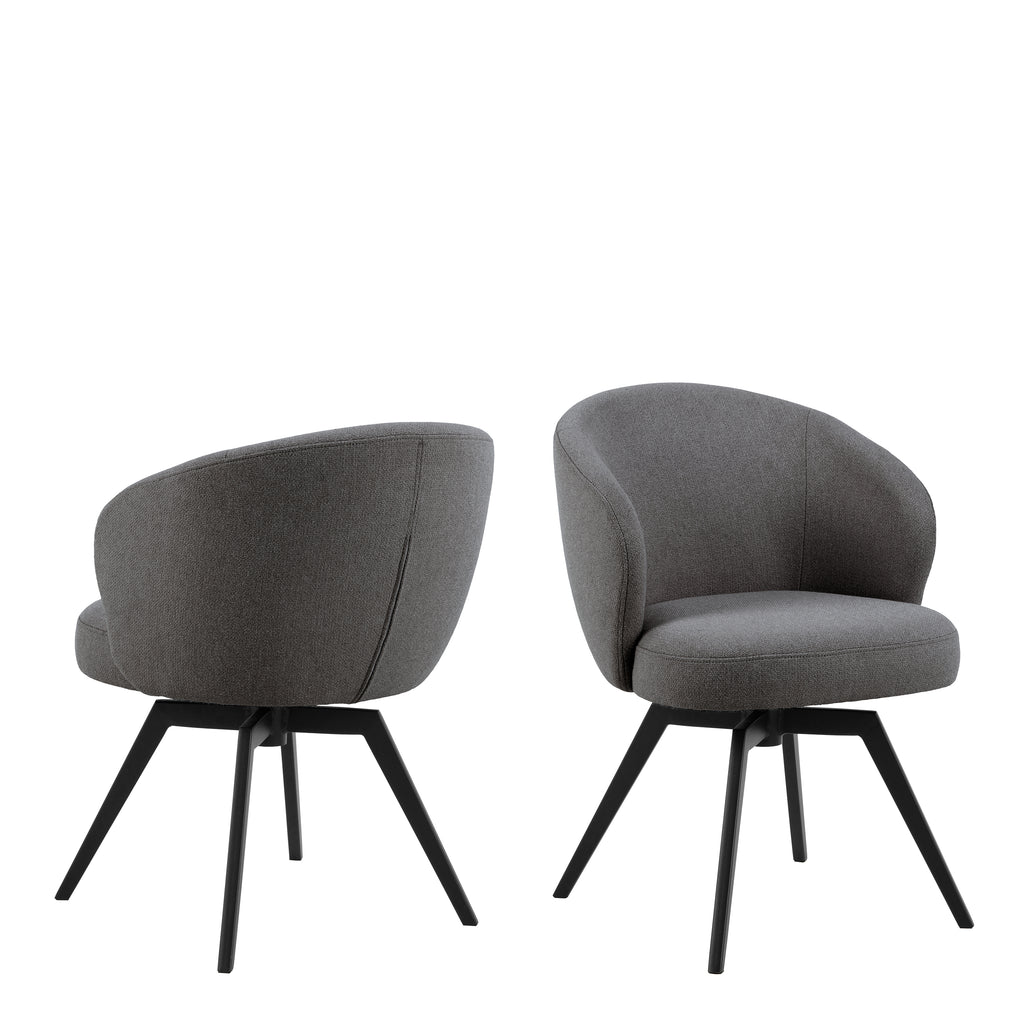 Marlene Dining Chair with Armrest and Swivel Function in Grey
