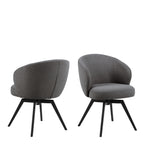 Marlene Dining Chair with Armrest and Swivel Function in Grey