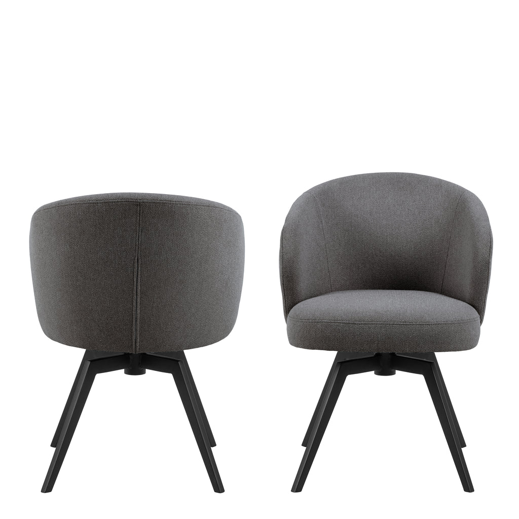 Marlene Dining Chair with Armrest and Swivel Function in Grey
