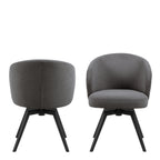Marlene Dining Chair with Armrest and Swivel Function in Grey