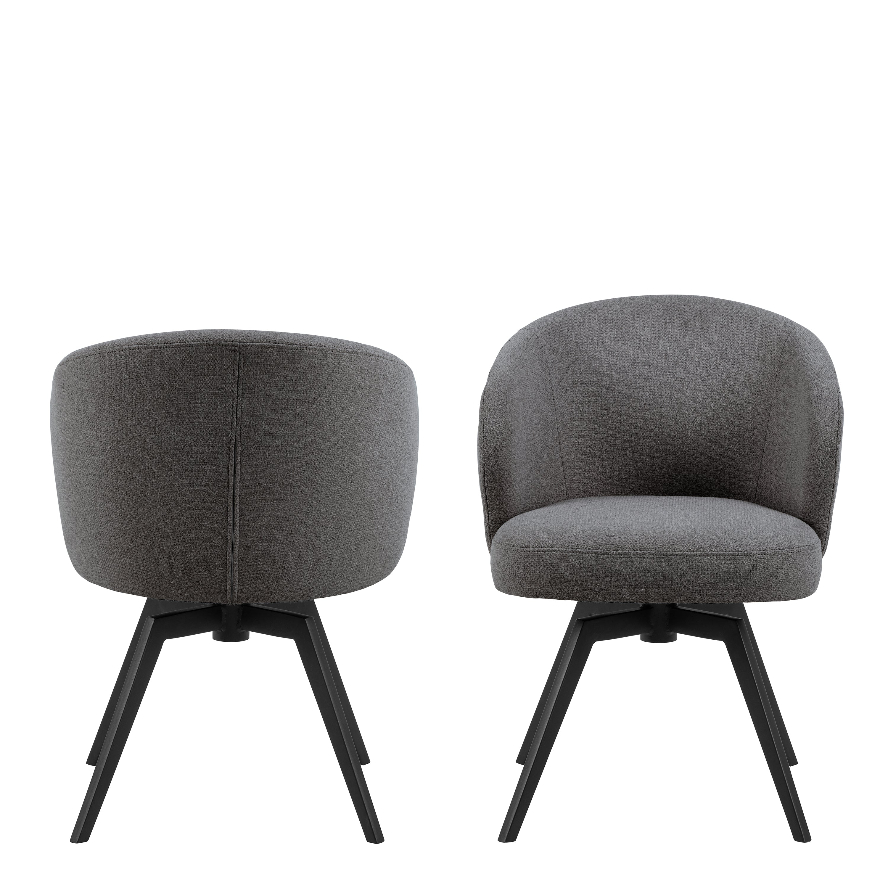 Marlene Dining Chair with Armrest and Swivel Function in Grey