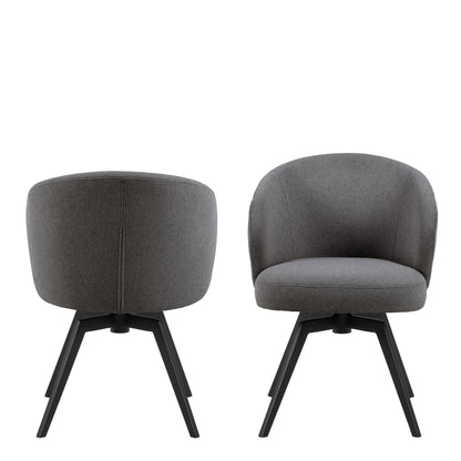Marlene Dining Chair with Armrest and Swivel Function in Grey