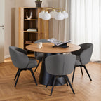 Marlene Dining Chair with Armrest and Swivel Function in Grey