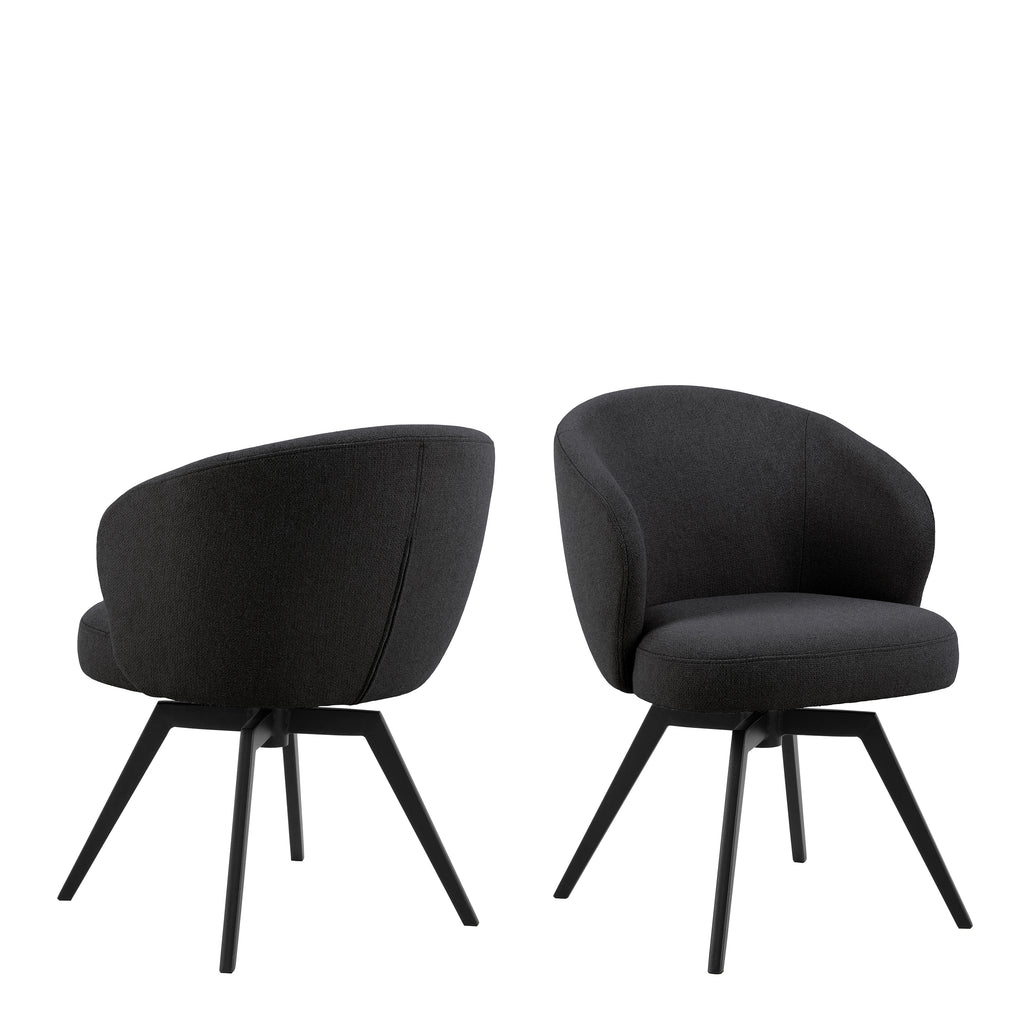 Marlene Dining Chair with Armrest and Swivel Function in Black