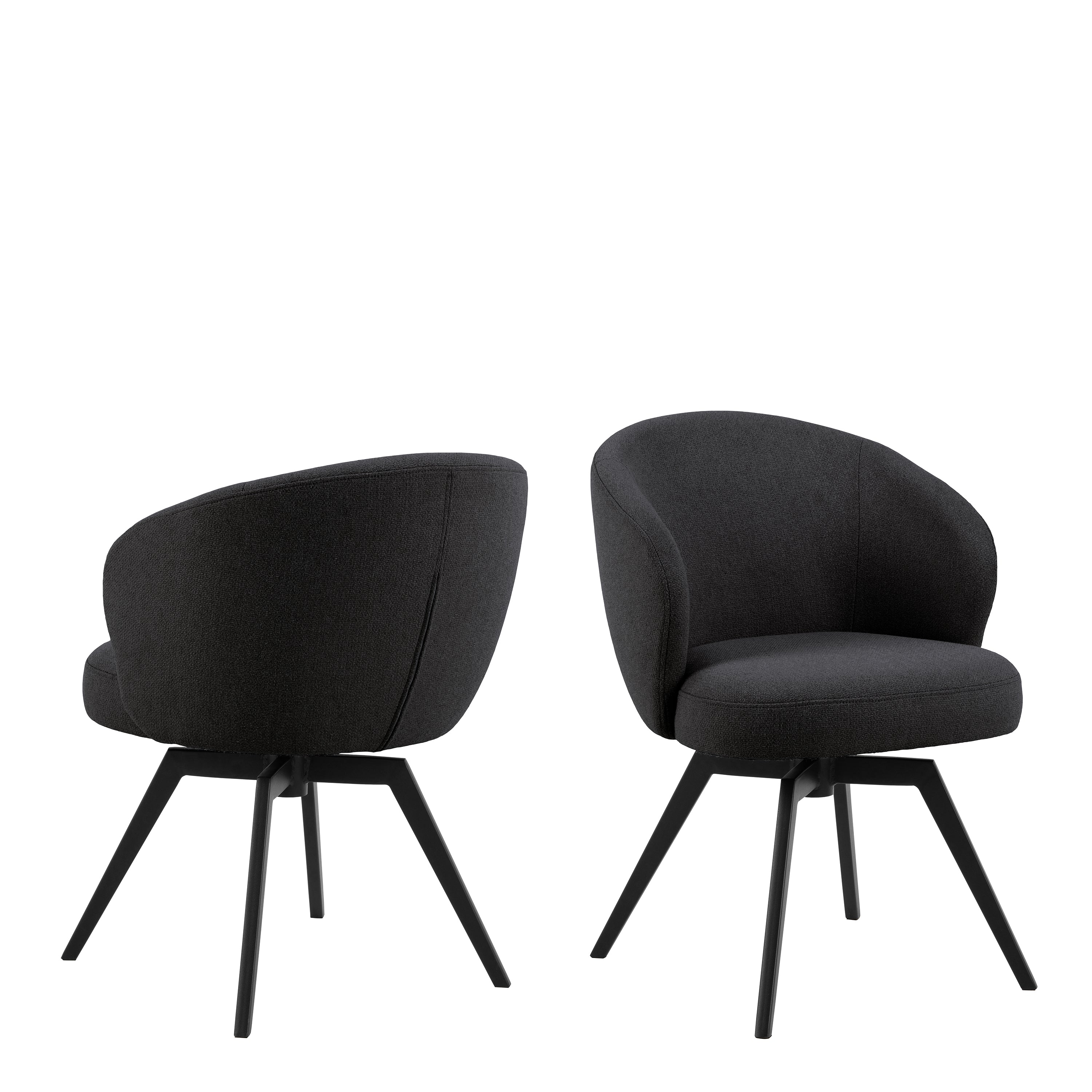 Marlene Dining Chair with Armrest and Swivel Function in Black