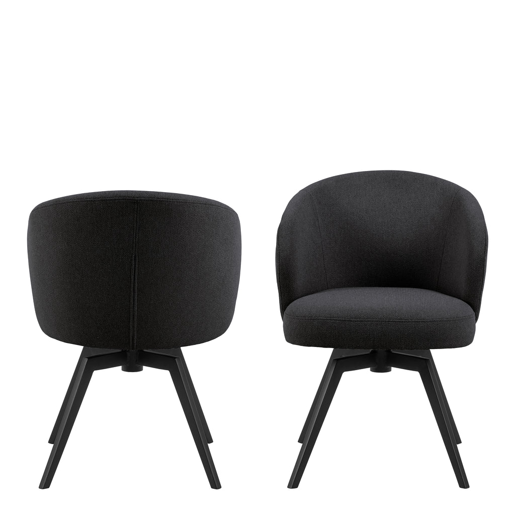 Marlene Dining Chair with Armrest and Swivel Function in Black