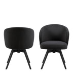 Marlene Dining Chair with Armrest and Swivel Function in Black