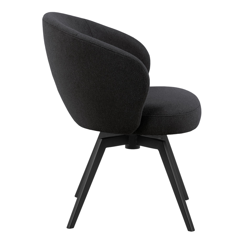 Marlene Dining Chair with Armrest and Swivel Function in Black