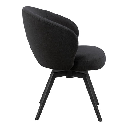 Marlene Dining Chair with Armrest and Swivel Function in Black