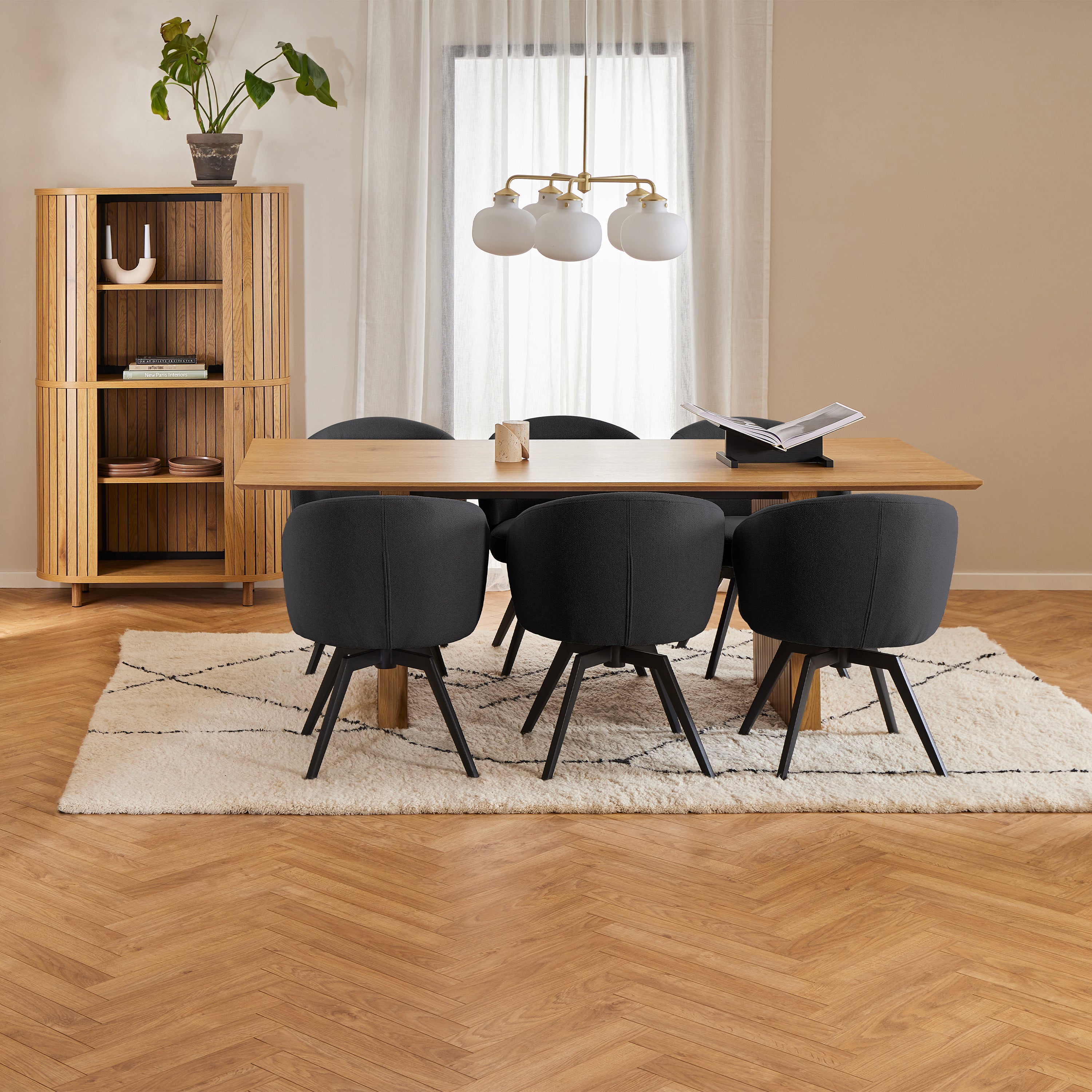 Marlene Dining Chair with Armrest and Swivel Function in Black