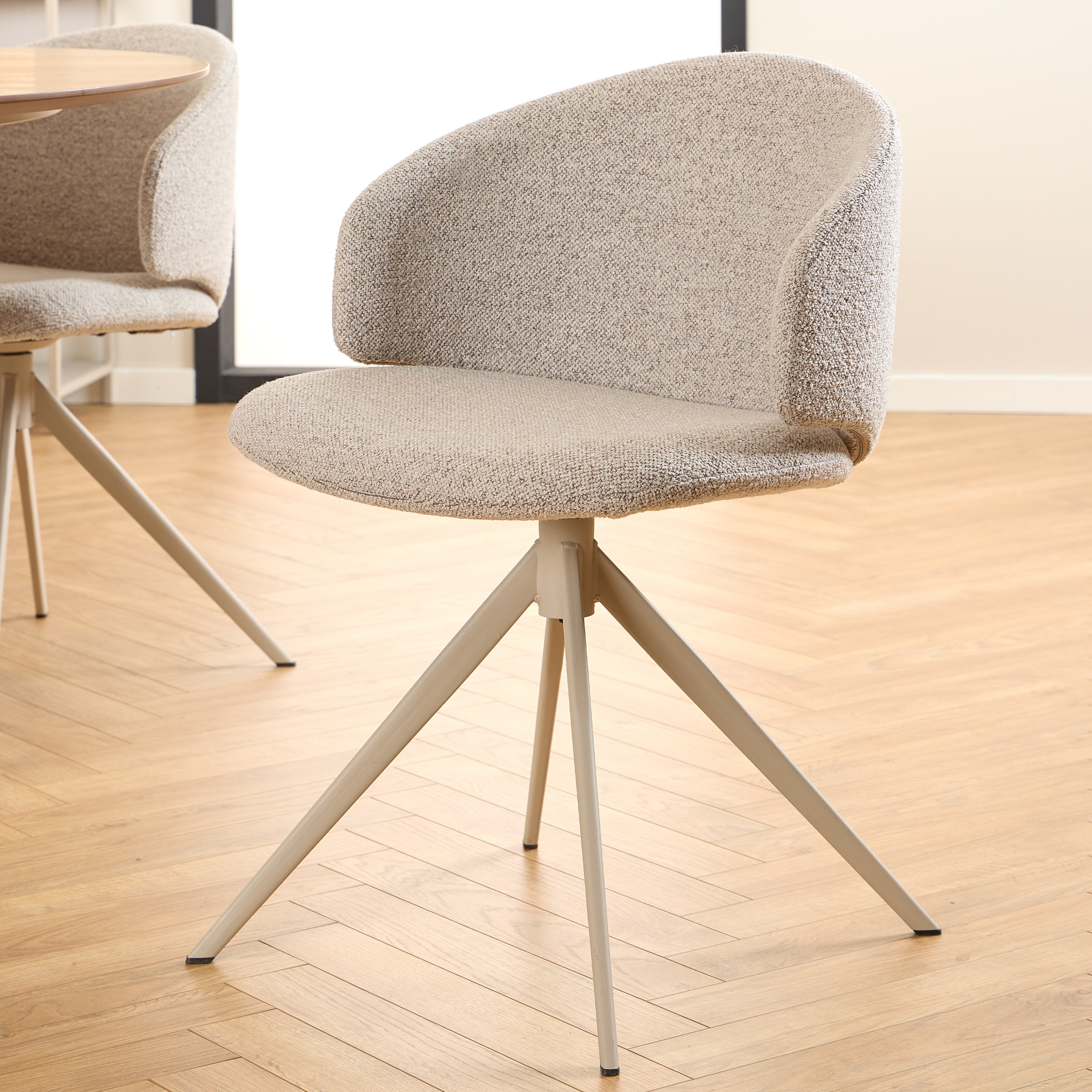 Elenor Swivel Beige Dining Chair