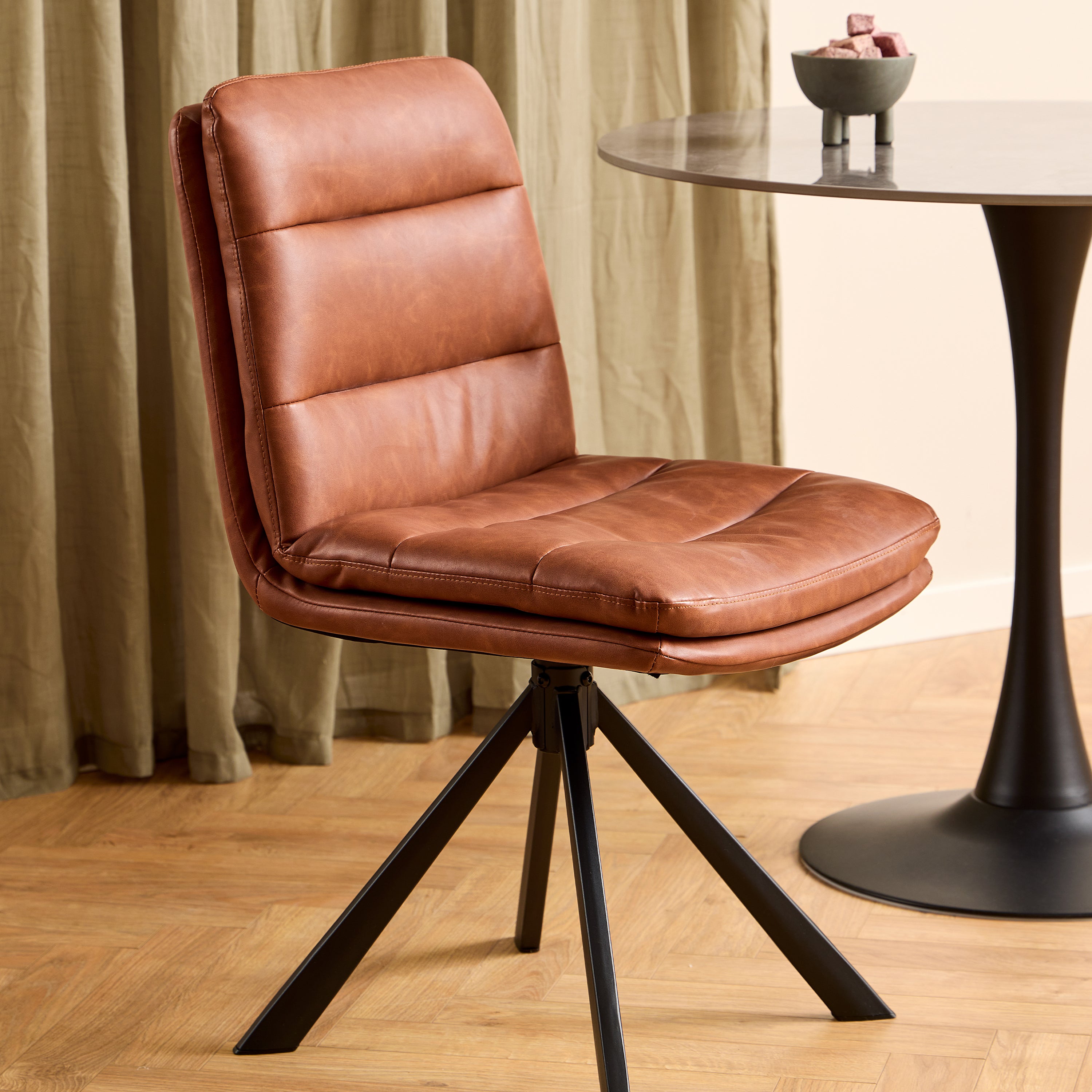 Diana Brandy PU Swivel Dining Chair Set of 2