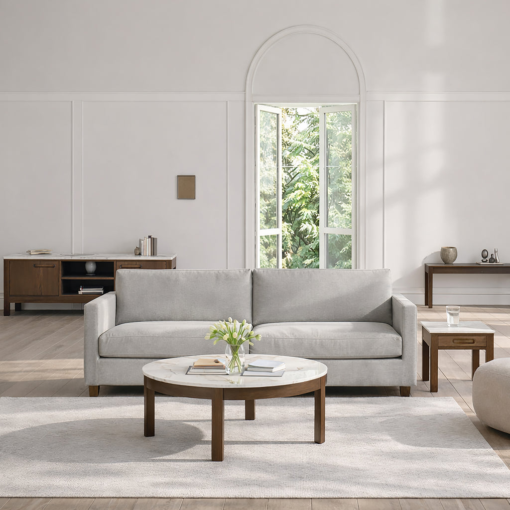 Stella Round Coffee Table in Cream Ceramic 90x45cm