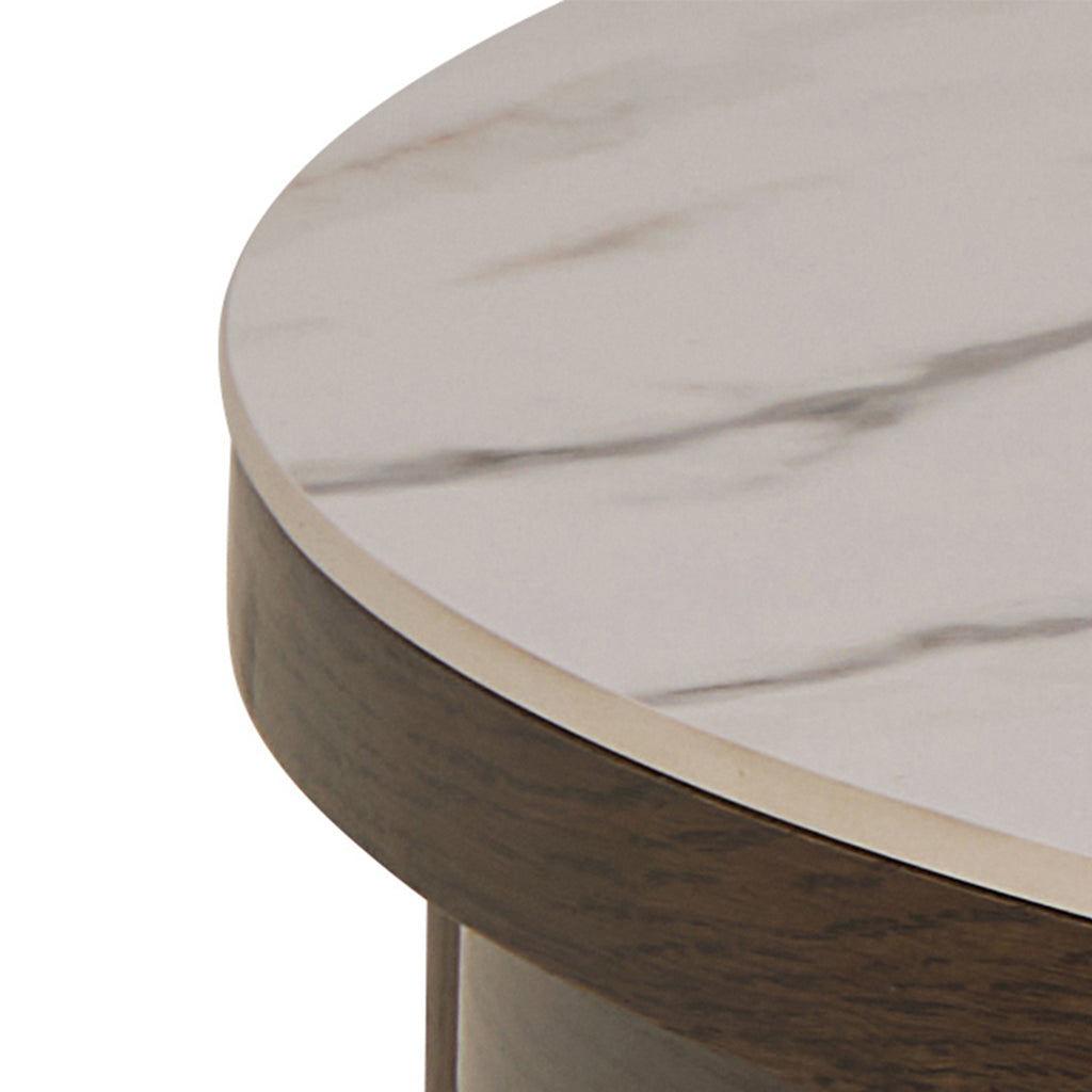 Stella Round Coffee Table in Cream Ceramic 90x45cm