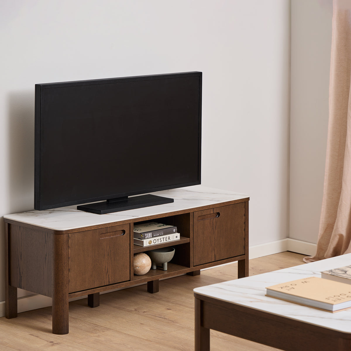 Stella TV Unit 2 Doors 1 Shelf in Ceramic Cream