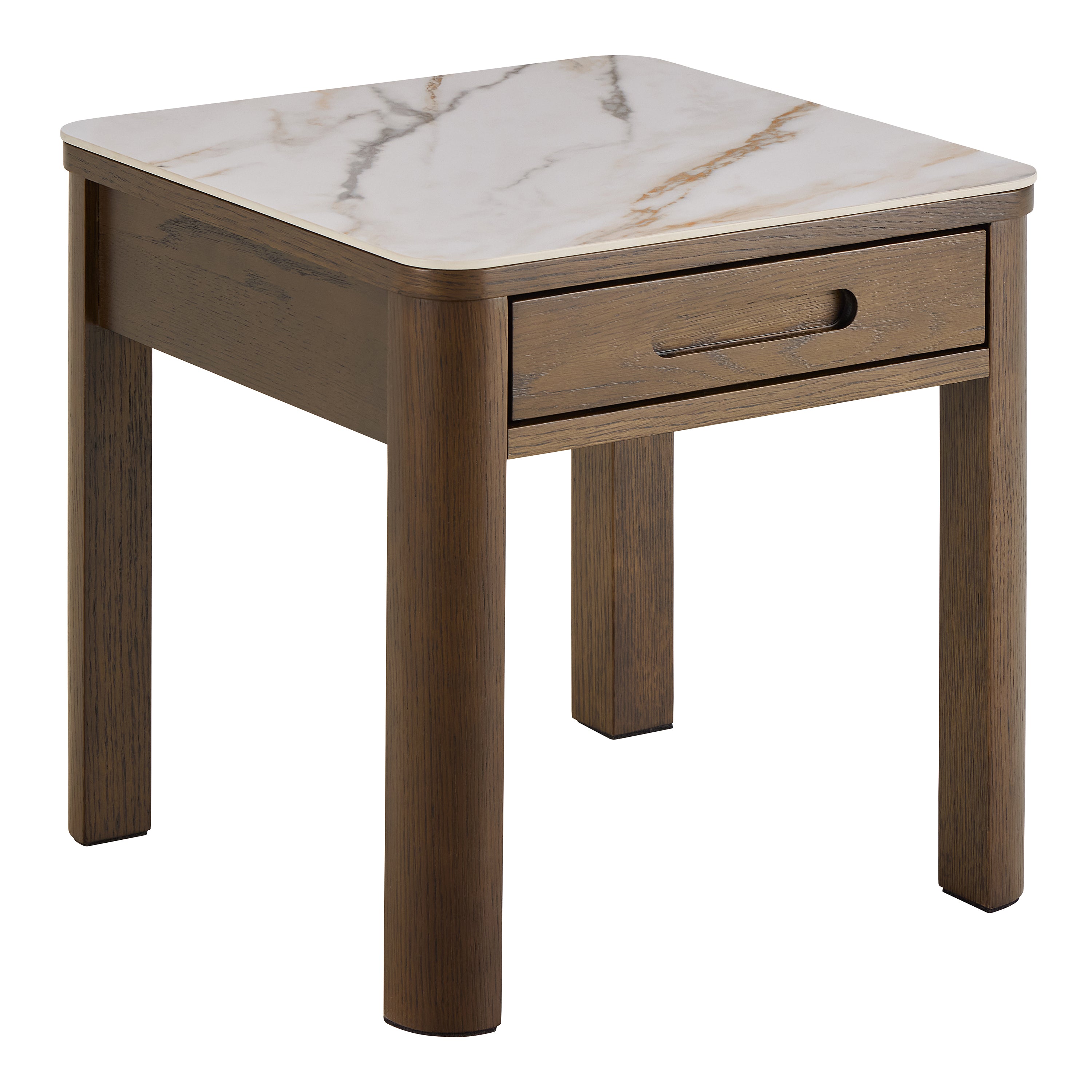 Stella Square Side Table 1 Drawer in Cream Ceramic