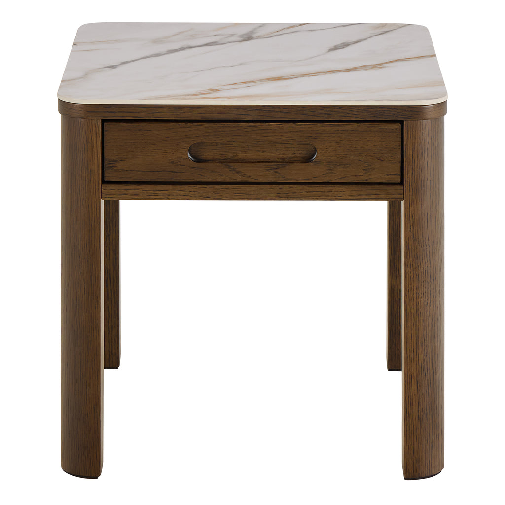 Stella Square Side Table 1 Drawer in Cream Ceramic