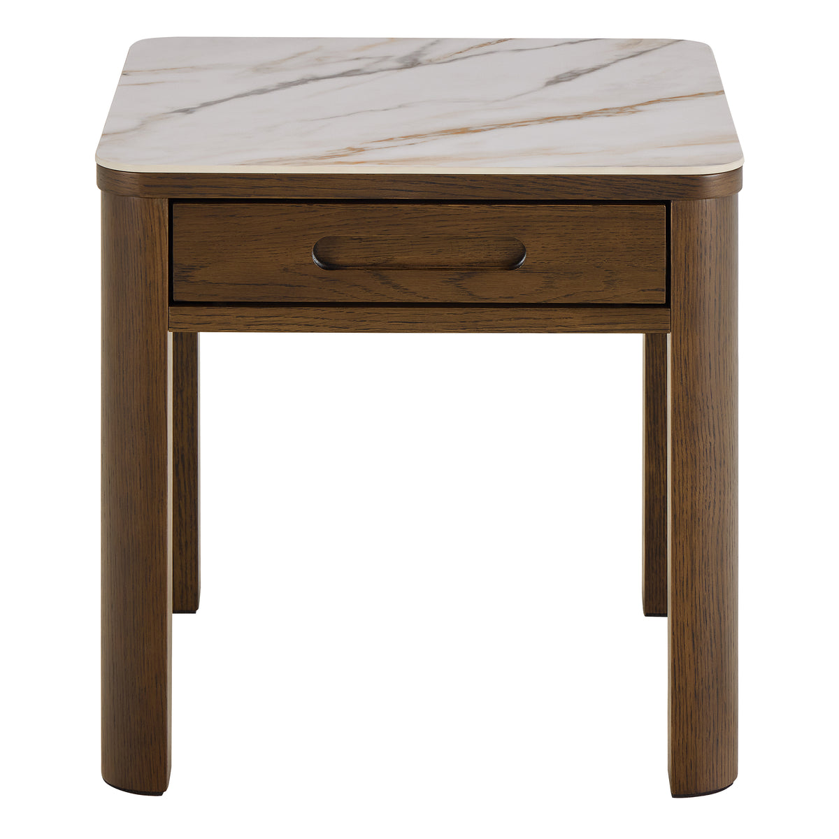 Stella Square Side Table 1 Drawer in Cream Ceramic