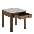 Stella Square Side Table 1 Drawer in Cream Ceramic