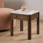 Stella Square Side Table 1 Drawer in Cream Ceramic
