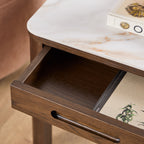 Stella Square Side Table 1 Drawer in Cream Ceramic