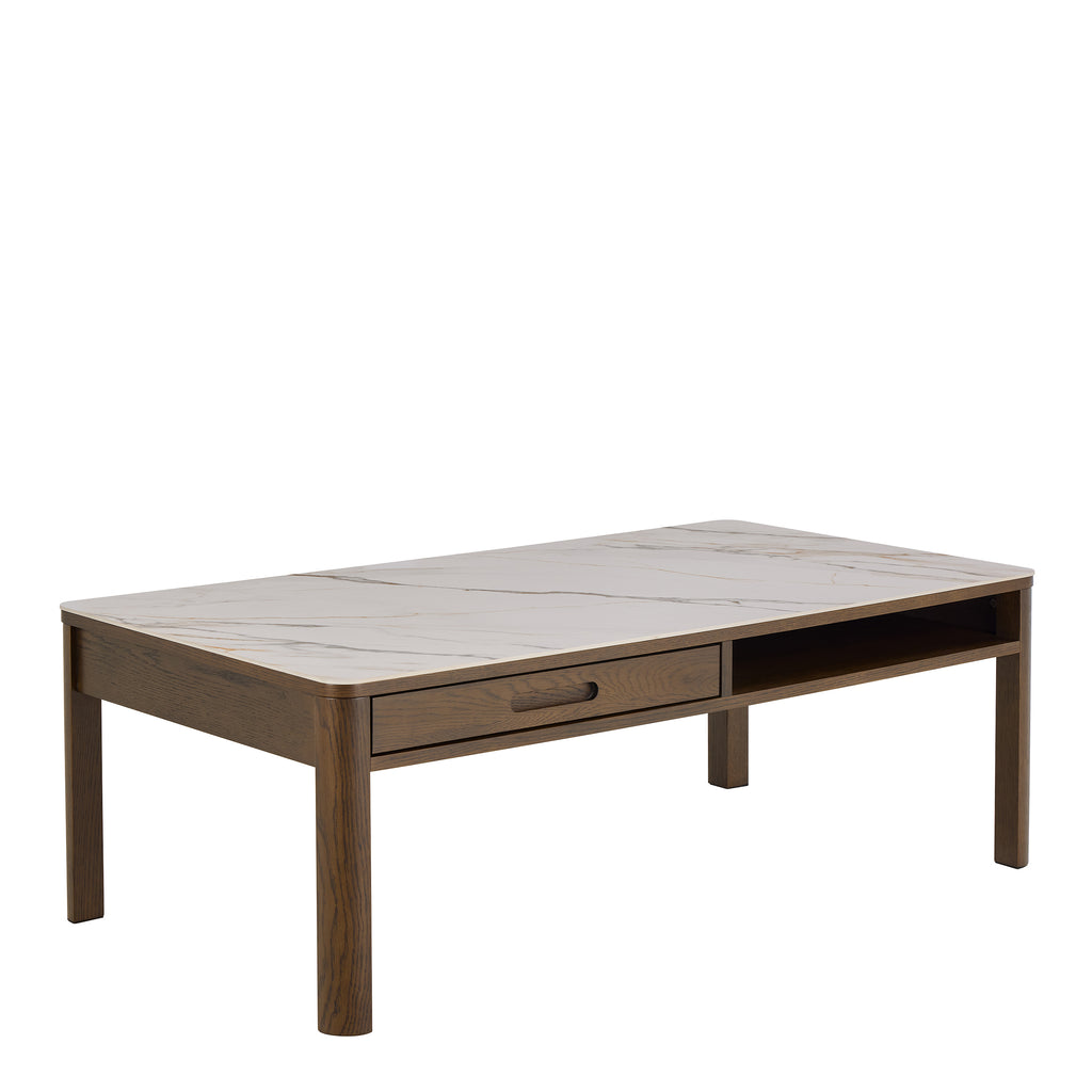 Stella Rectangular Coffee Table 1 Drawer 1 Shelf  in Cream Ceramic