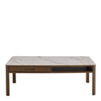 Stella Rectangular Coffee Table 1 Drawer 1 Shelf  in Cream Ceramic