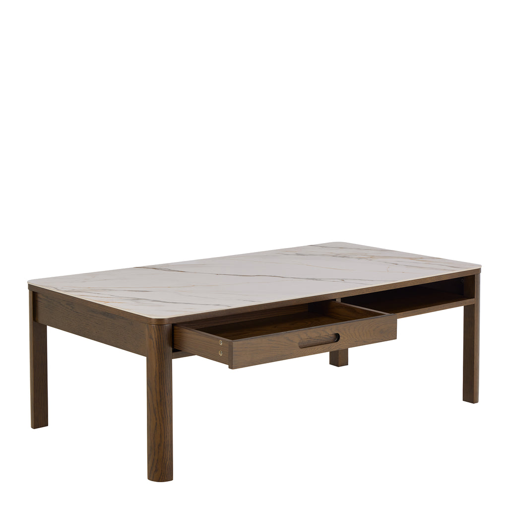 Stella Rectangular Coffee Table 1 Drawer 1 Shelf  in Cream Ceramic