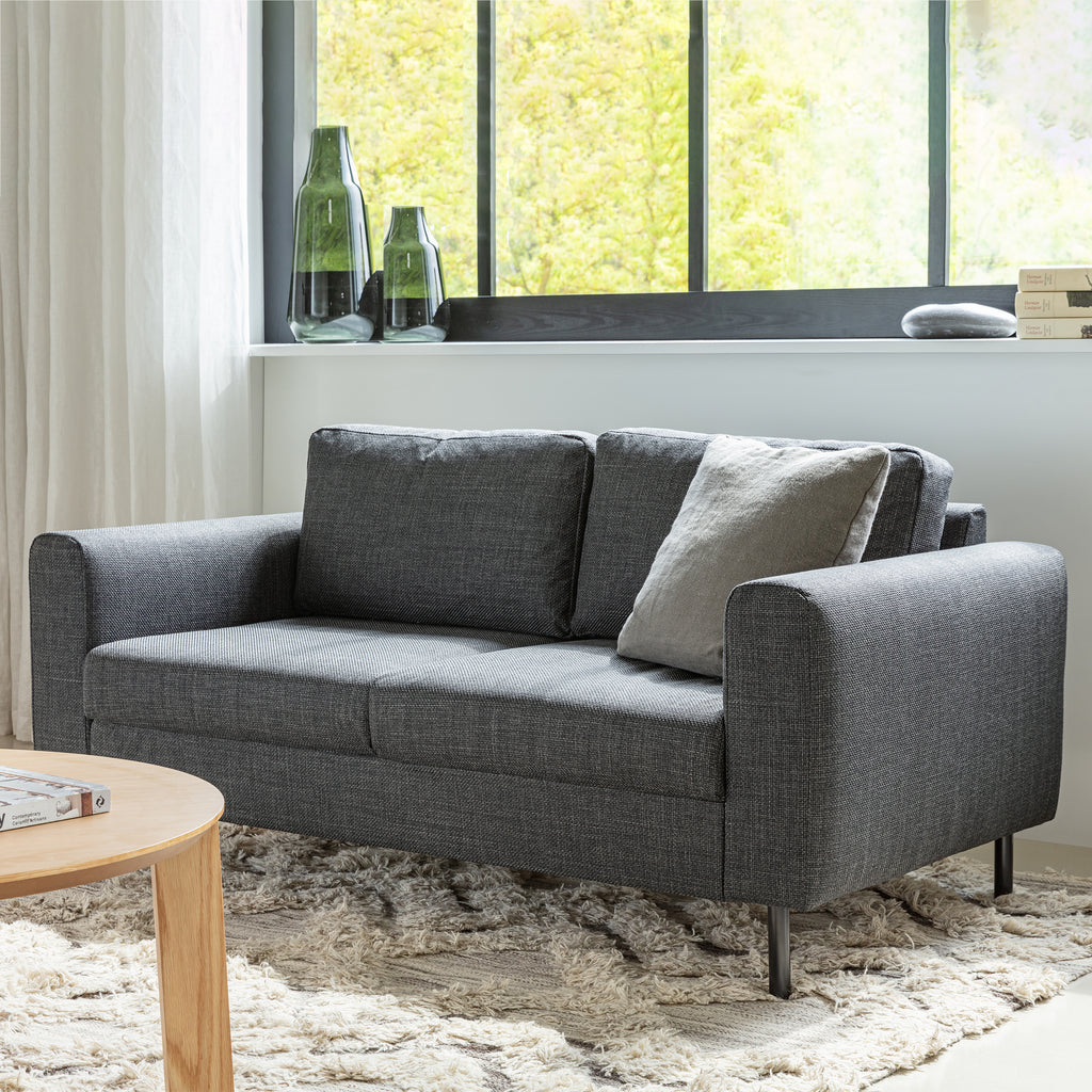 Orlando 2 Seater Sofa in Dark Grey and Basel Fabric