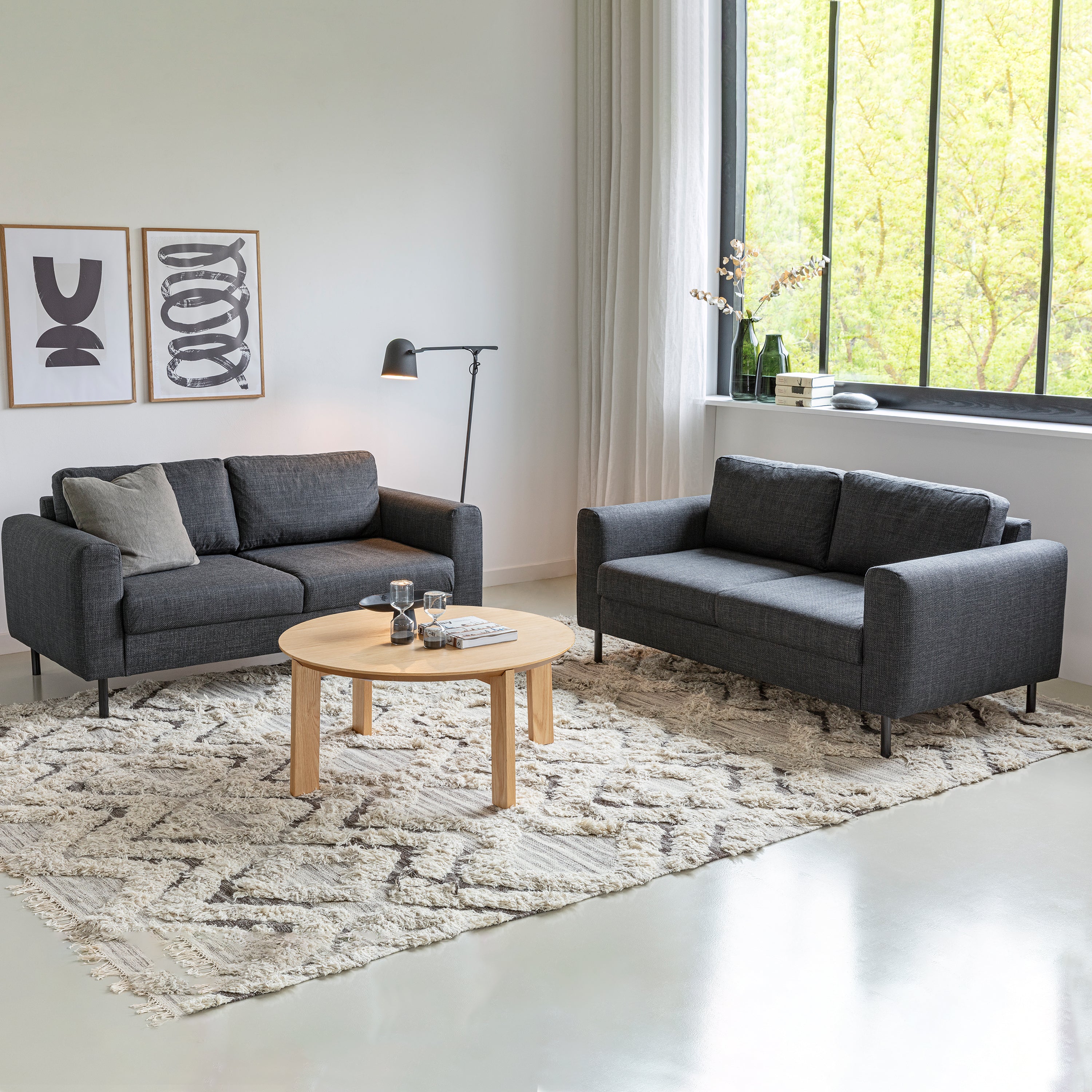 Orlando 2 Seater Sofa in Dark Grey and Basel Fabric
