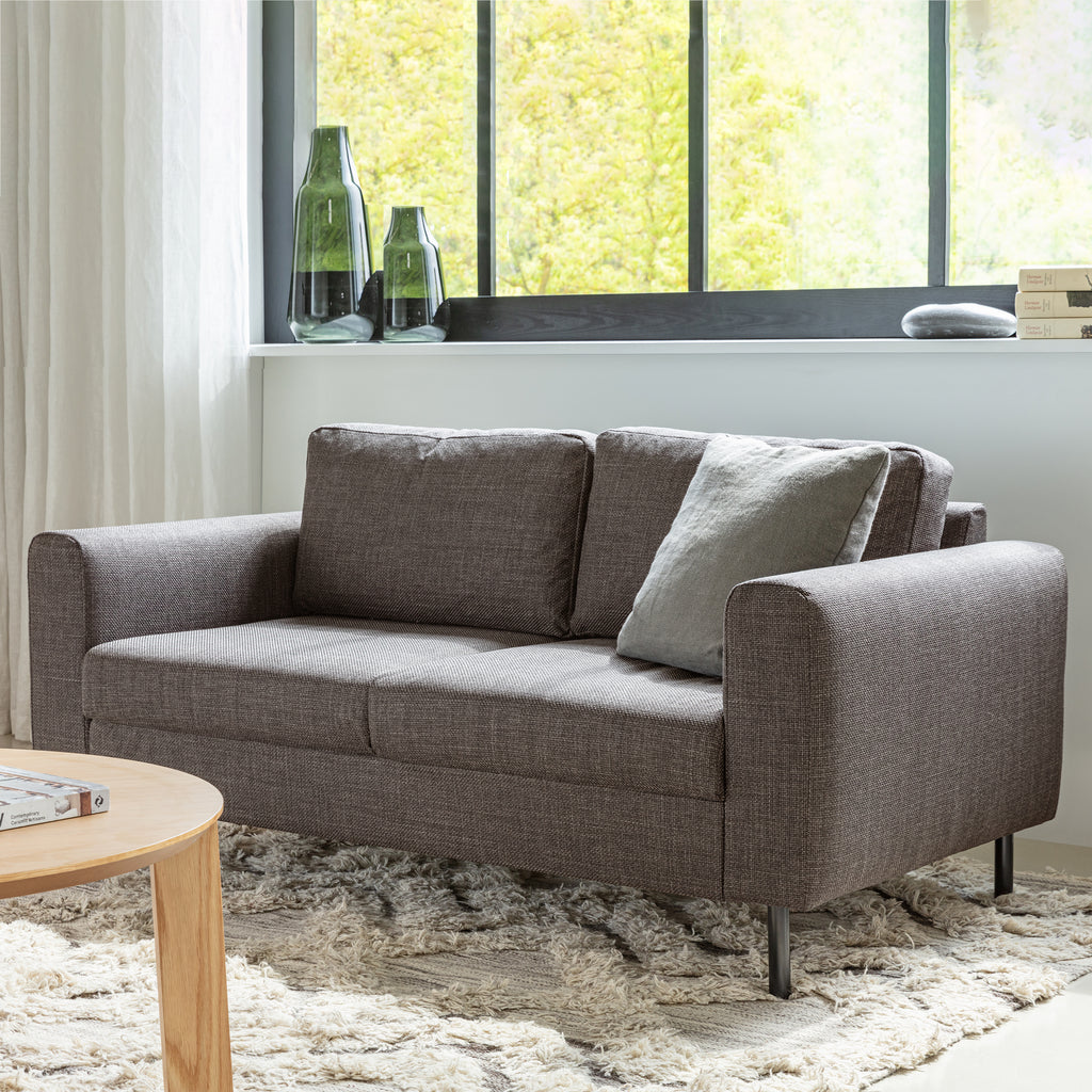 Orlando 2 Seater Sofa in Light Grey Brown Fabric